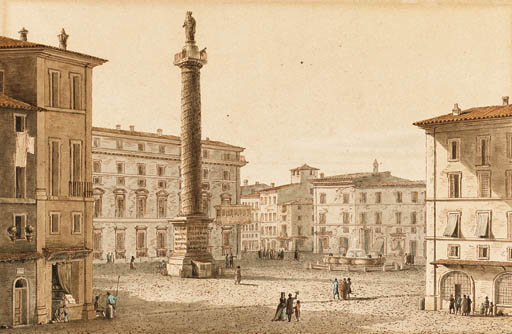 Piazza Colonna With The Column Of Marcus Aurelius, Rome — Victor Jean Nicolle