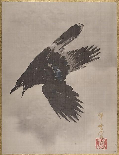 雪中鴉図 Crow Flying In The Snow — Kawanabe Kyōsai
