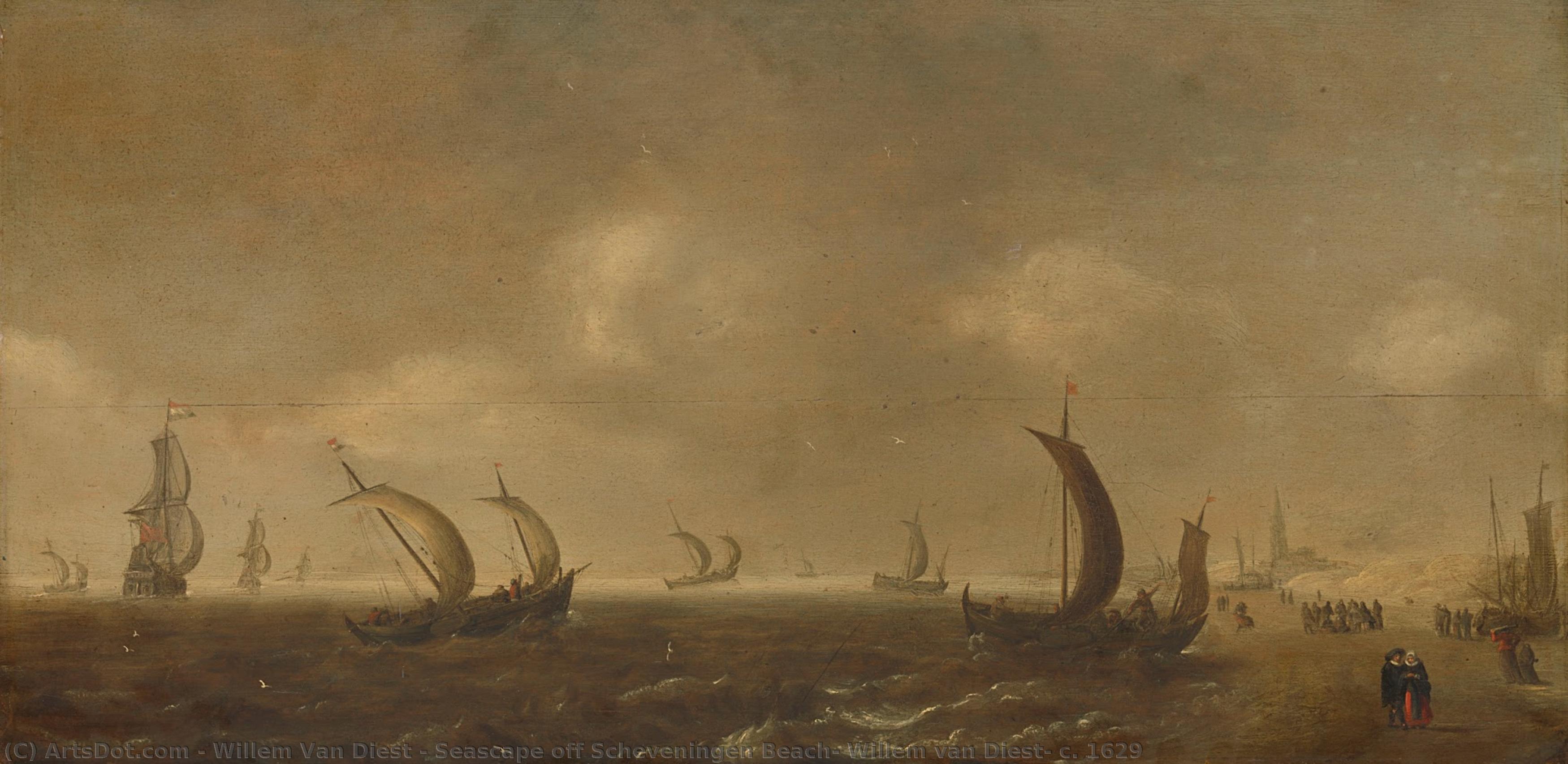 Seascape Off Scheveningen Beach, Willem Van Diest, C. 1629 — Willem Van Diest