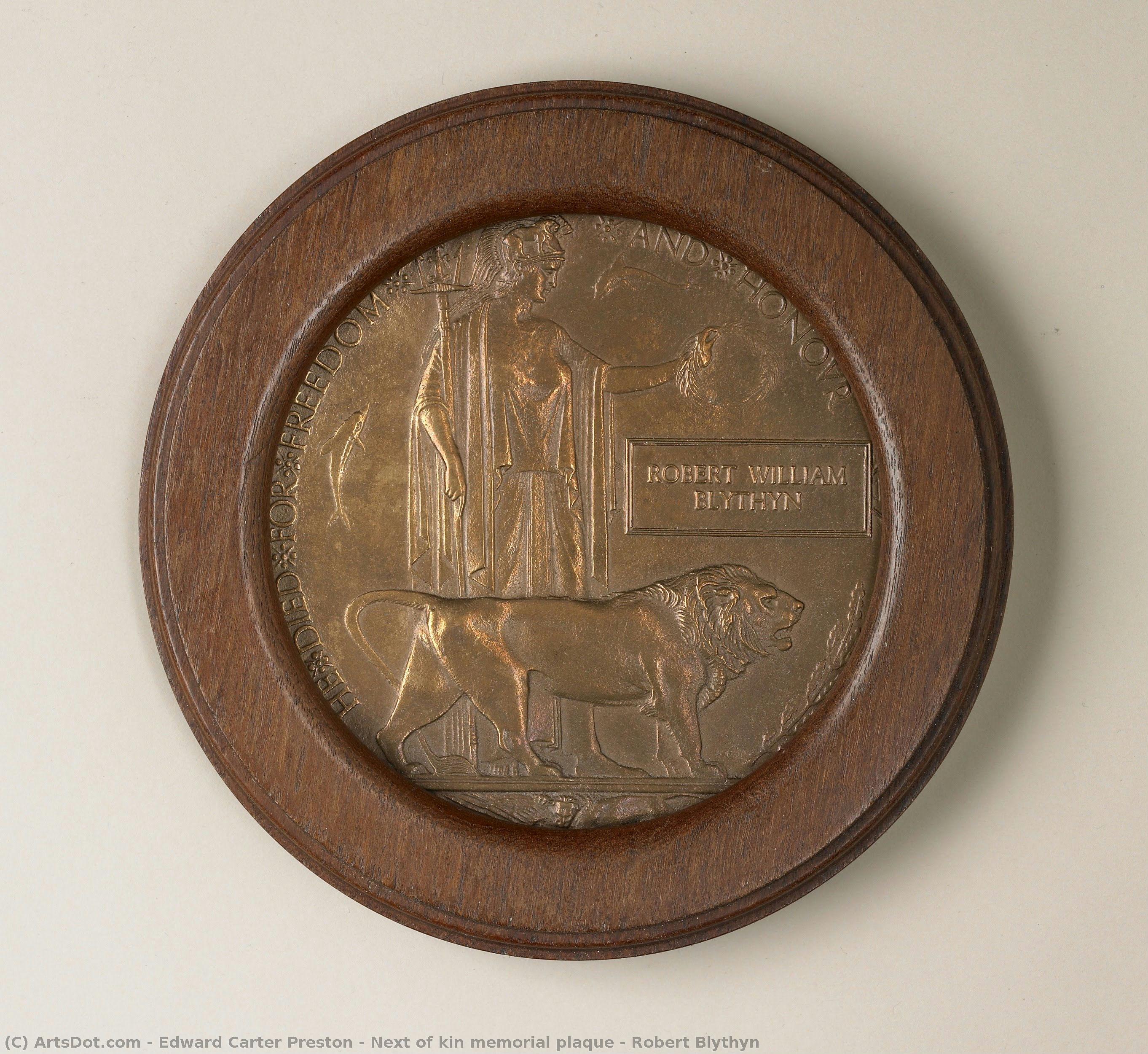 Next Of Kin Memorial Plaque - Robert Blythyn — Edward Carter Preston