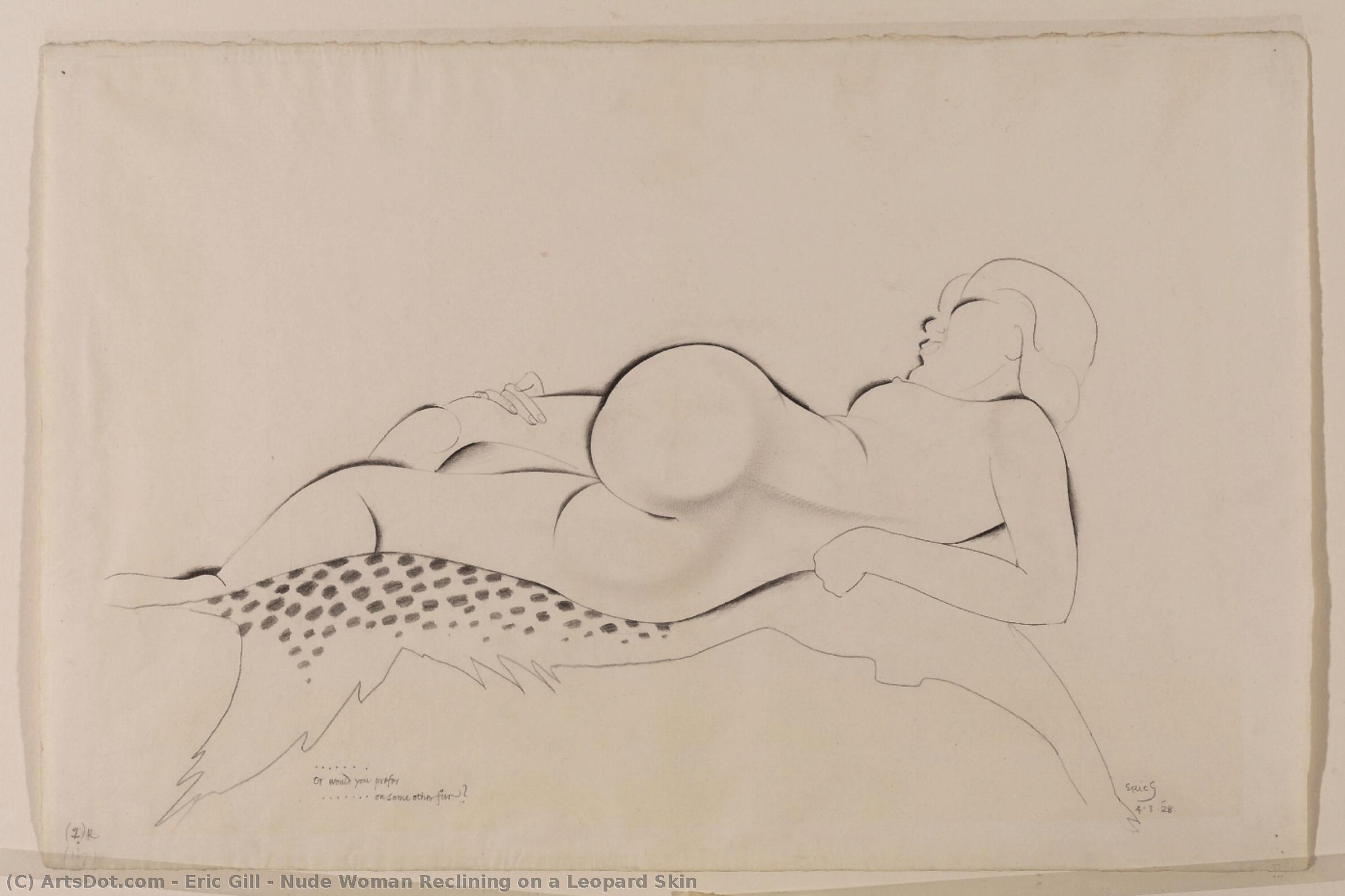 Nude Woman Reclining On A Leopard Skin — Eric Gill