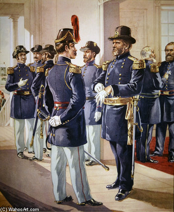 Major General Us Grant With Staff ^ Line Officers — Henry Alexander Ogden