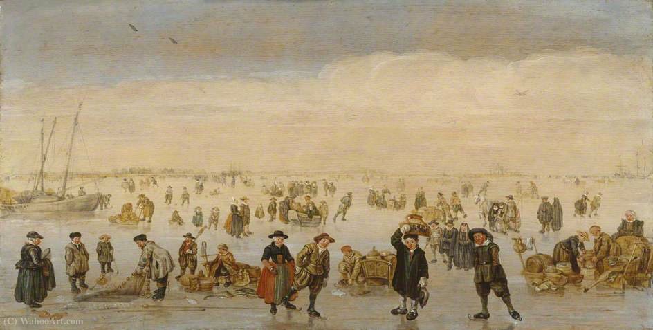 Winter Scene With Numerous Figures On The Ice — Arent Arentsz Cabel