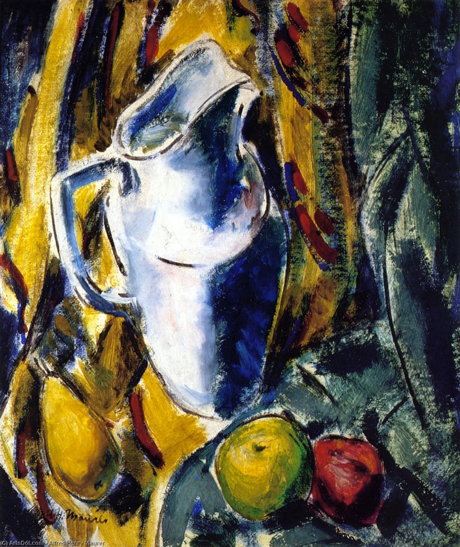 Still Life With Pitcher And Fruit — Alfred Henry Maurer