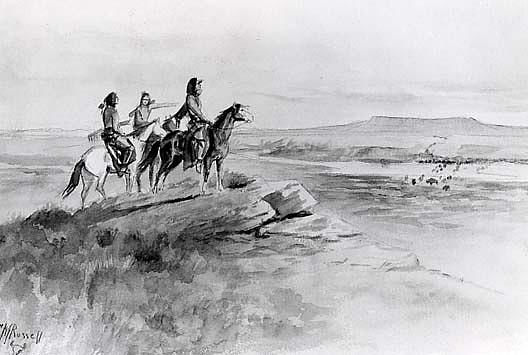 Sighting The Buffalo, (painting) — Charles Marion Russell