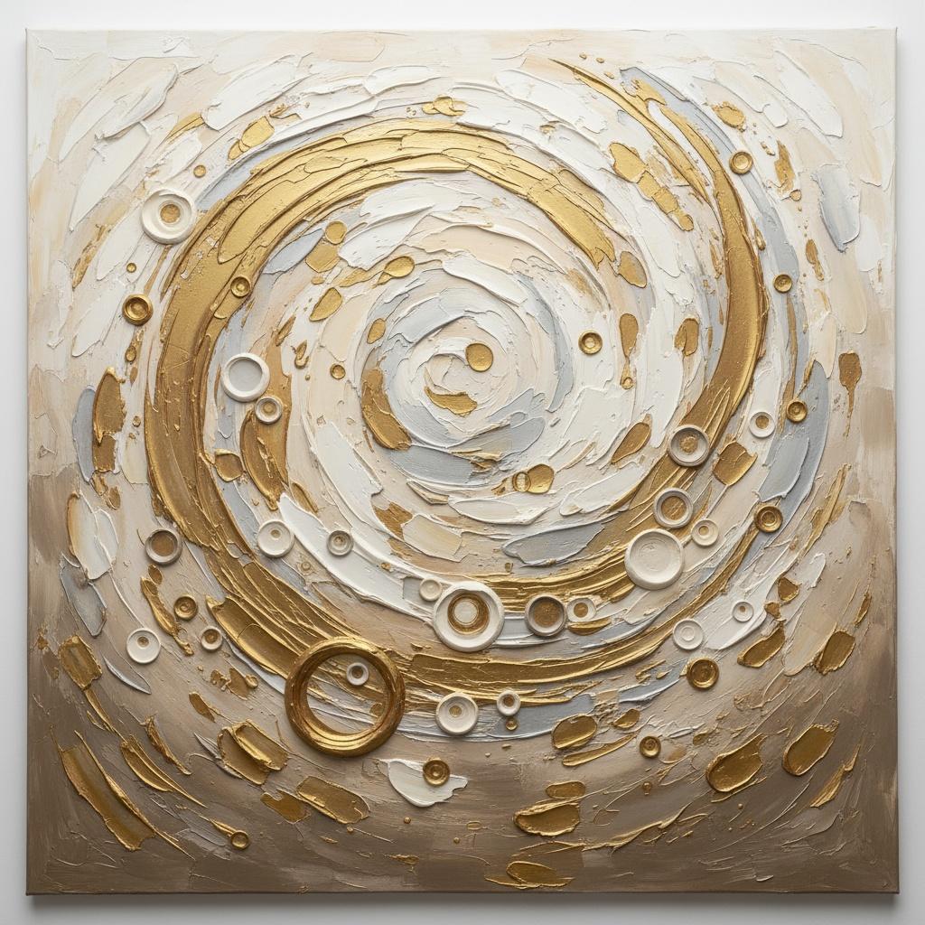 Celestial Vortex In Gilded Impasto: A Monumental Study Of Golden Radial Motion — David Moreau