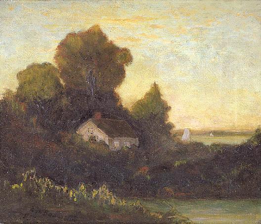 Untitled (house In Woods Near Lake), (painting) — Edward Mitchell Bannister