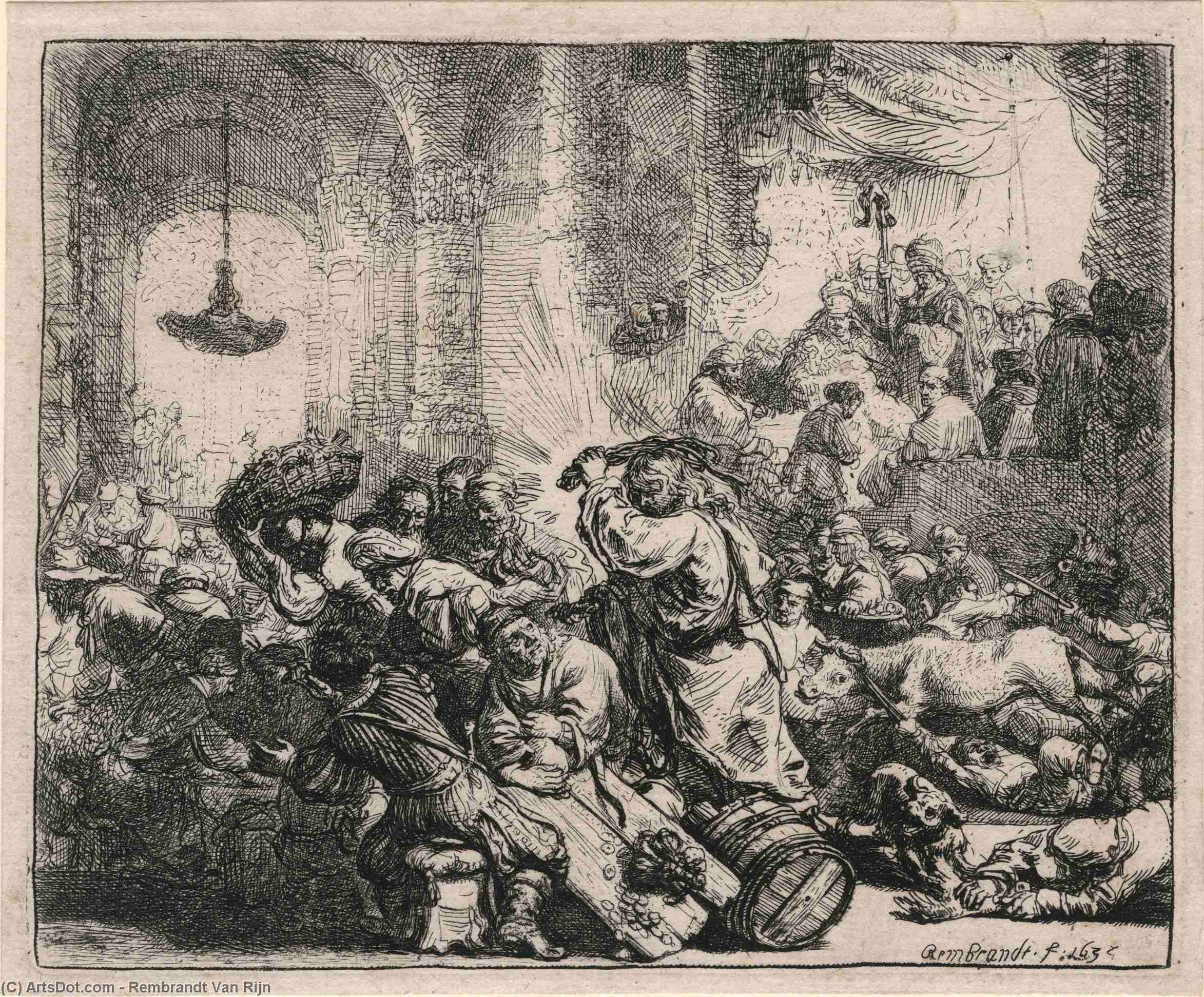Jesus Vertreibt Die Geldschmuggler — Rembrandt Van Rijn