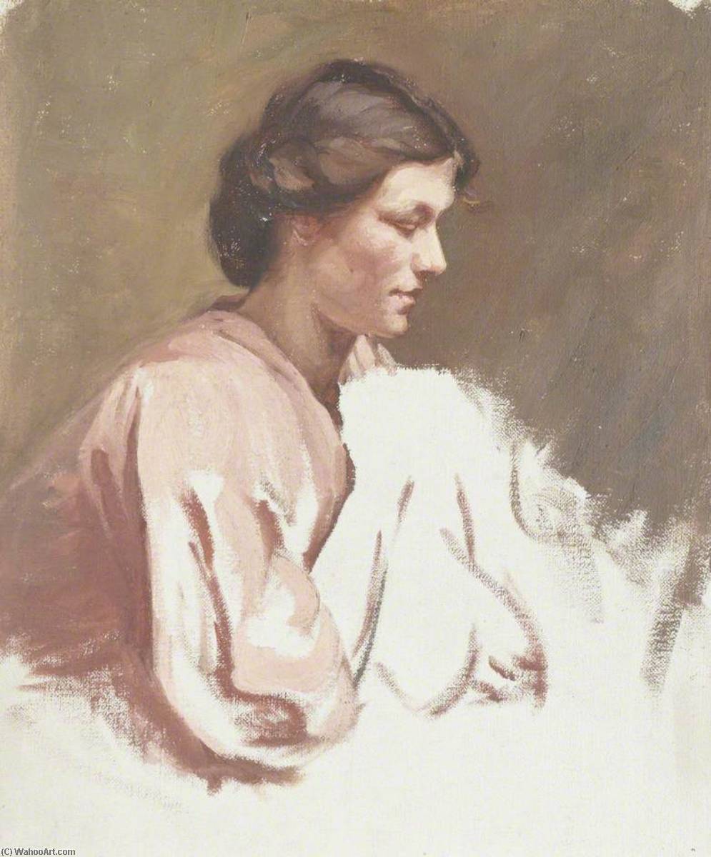 Portrait Of A Woman With Dark Hair And A Pink Blouse — Beryl Fowler