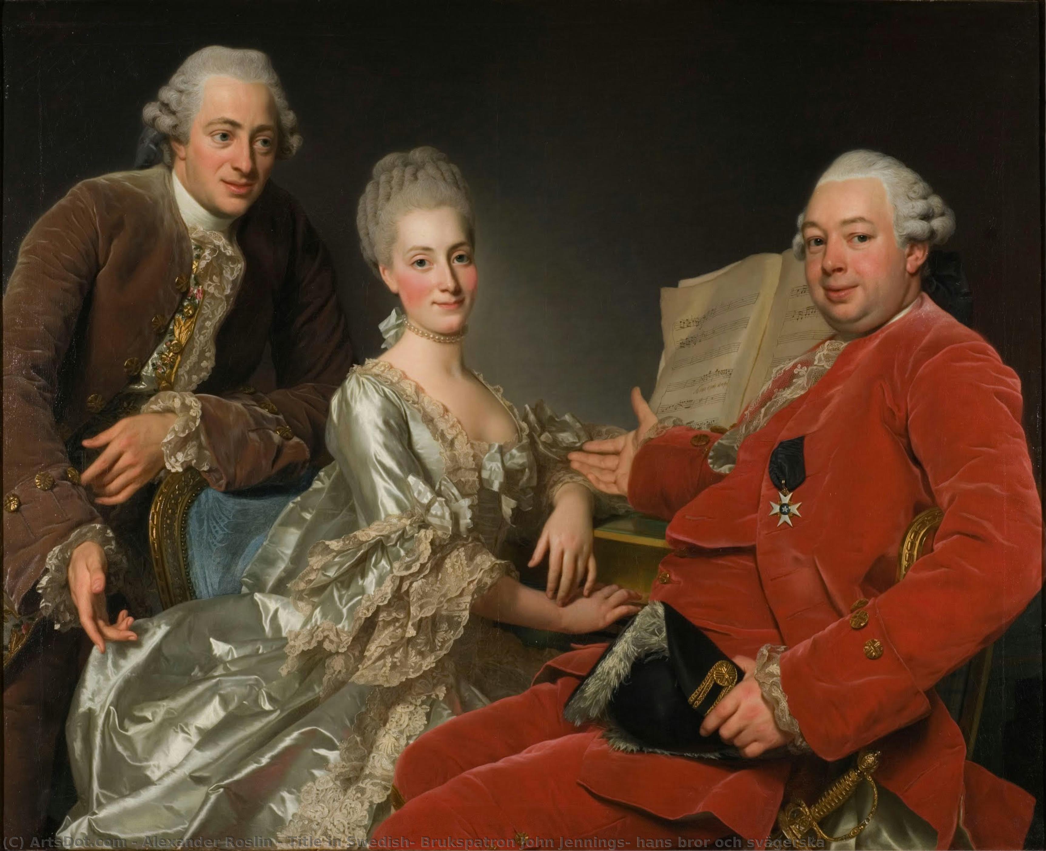 Title In Swedish: Brukspatron John Jennings, Hans Bror Och Svägerska — Alexander Roslin