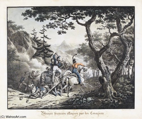 Blessés Francais Attaqués Par Des Cosaques — Charles Emile Hippolyte Lecomte Vernet