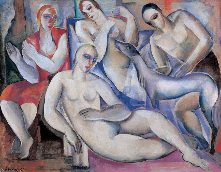 Nude Composition With Dog — Armand Schonberger