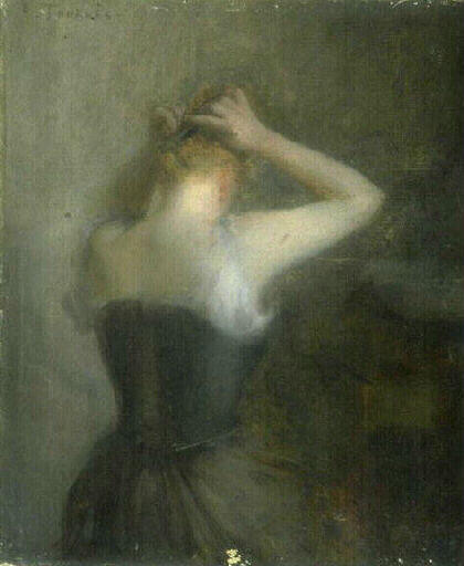 Femme Se Coiffant — Tournes Etienne