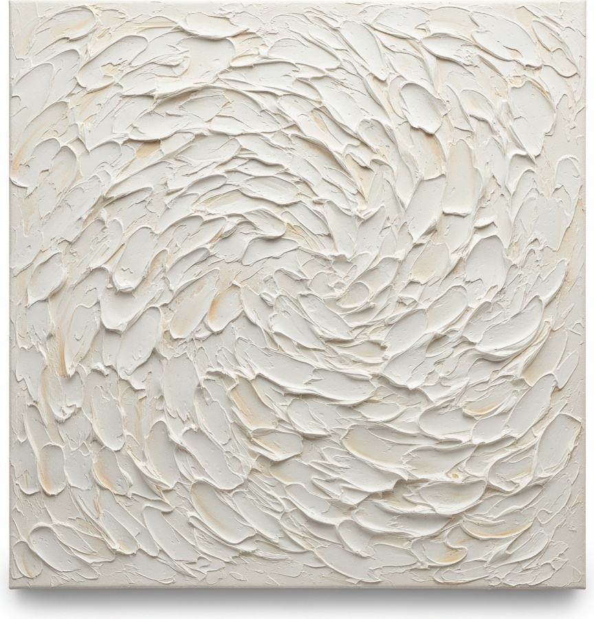 Ethereal Swirls Of Ivory: A Monumental Study In Sculptural Impasto And Serene Motion — David Moreau