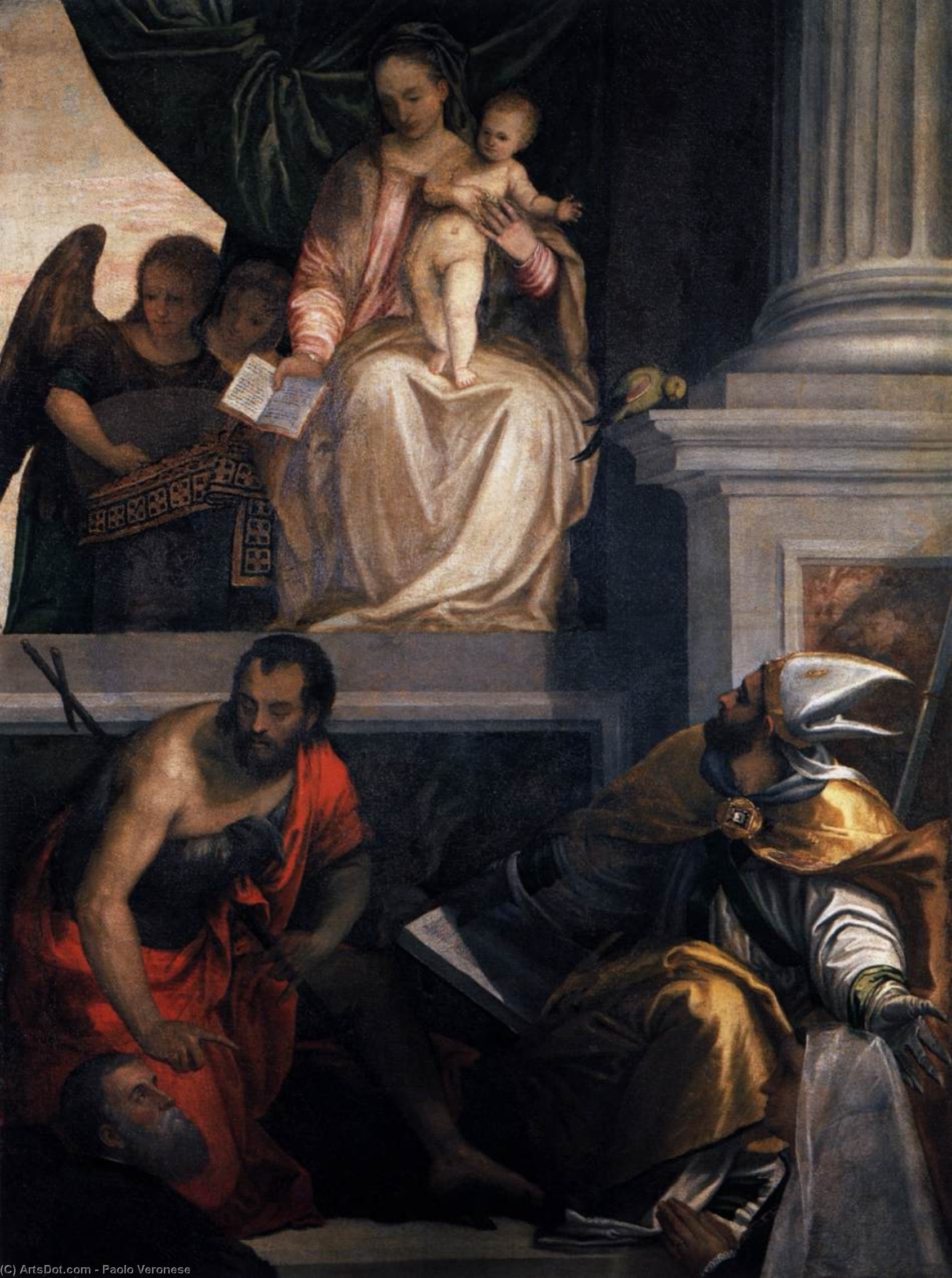 Madonna Enthroned With Child, St John The Baptist, St Louis Of Toulouse And Donors — Paolo Veronese