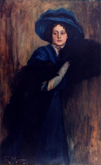 Portrait Of A Woman In Blue — Raimundo De Madrazo Y Garreta