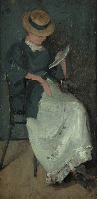 Woman In A Straw Hat Reading A Letter — Beatrix Whistler