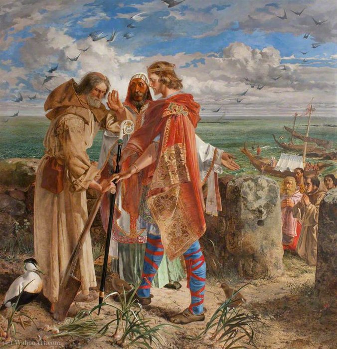 King Egfrid And Bishop Trumwine Persuade Cuthbert To Be Made Bishop — Уильям Белл Скотт
