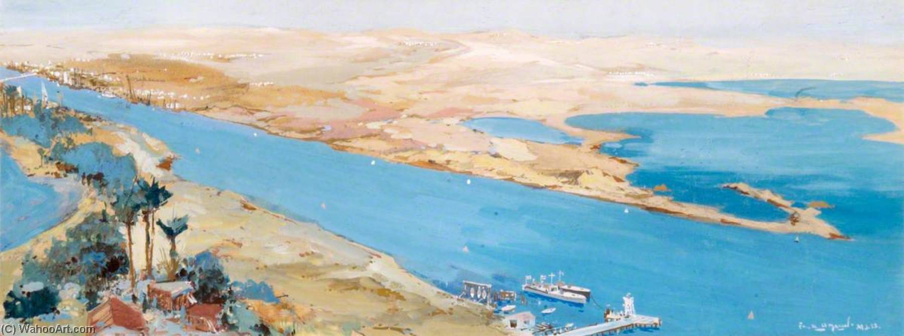 Suez Canal, 28 April 1916 From The Crow's Nest Of Deversoir Signal Station Base Camp At Serapeum On The Extreme Left — Frank Mason