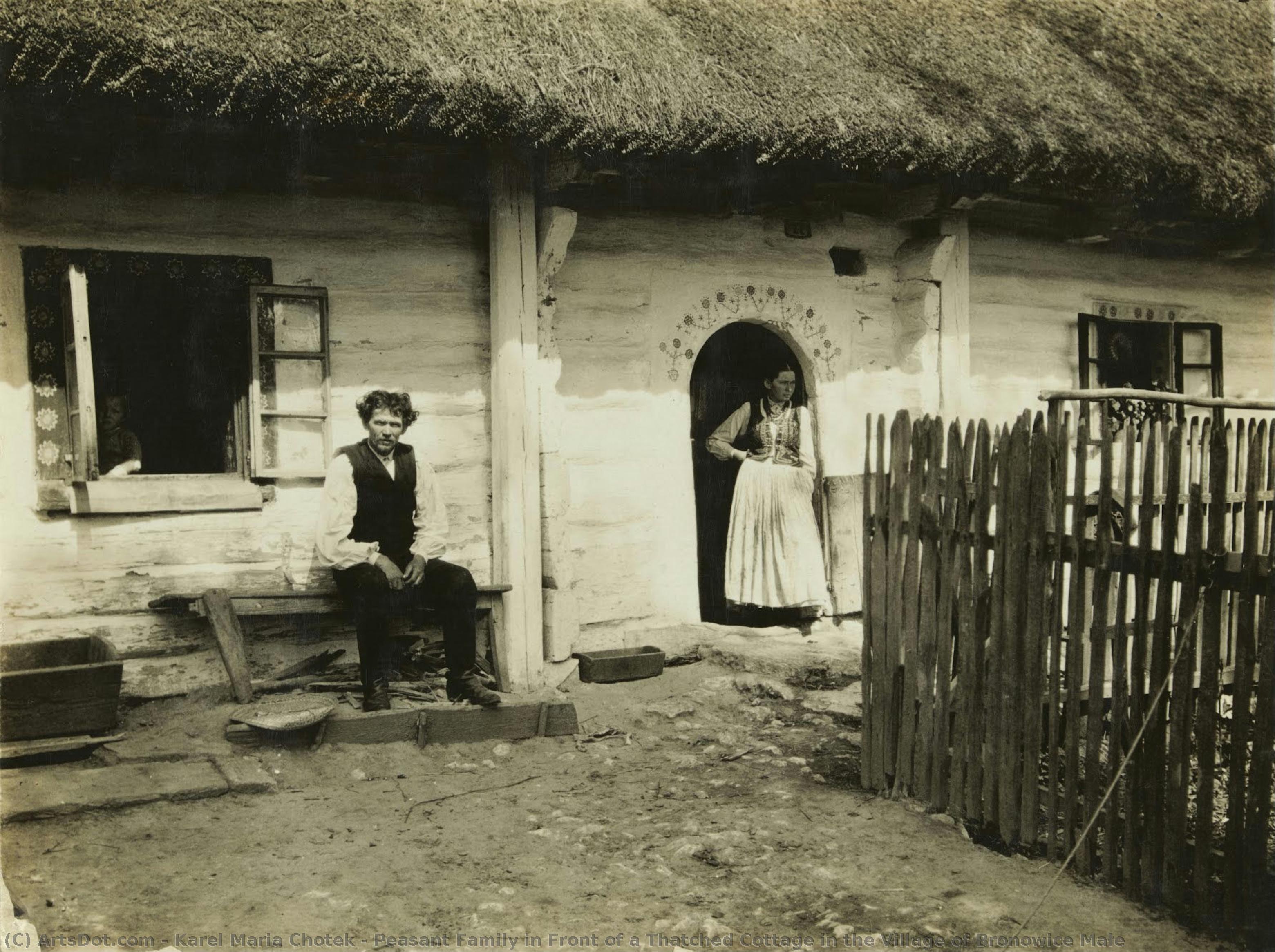 Peasant Family In Front Of A Thatched Cottage In The Village Of Bronowice Małe — Karel Maria Chotek