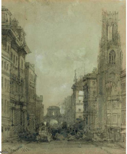 Fleet Street At Temple Bar With The Church Of St.dunstans-in-the-west — David Roberts