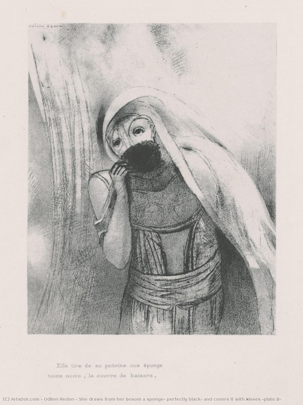 She Draws From Her Bosom A Sponge, Perfectly Black, And Covers It With Kisses (plate 8) — Odilon Redon