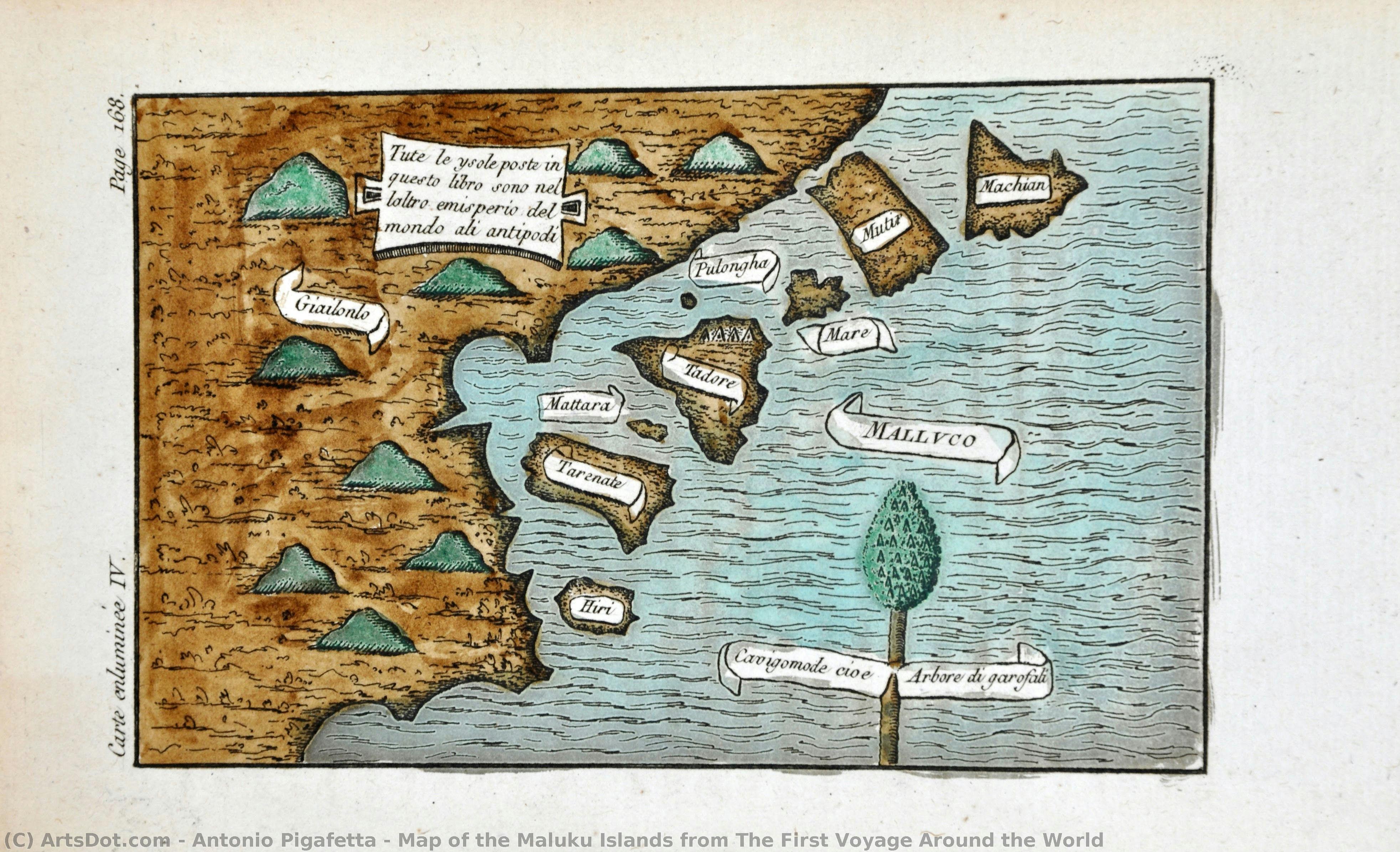 Map Of The Maluku Islands From The First Voyage Around The World — Antonio Pigafetta