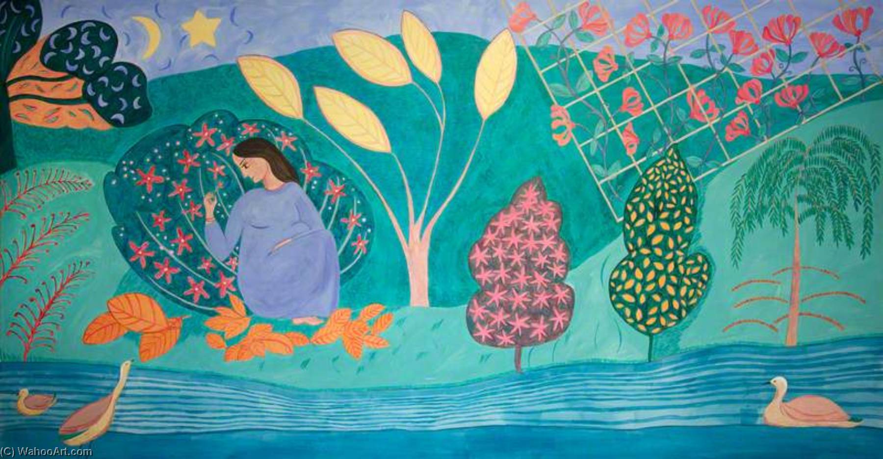 Mother To Be Sitting By A Stream — Carol Hiles