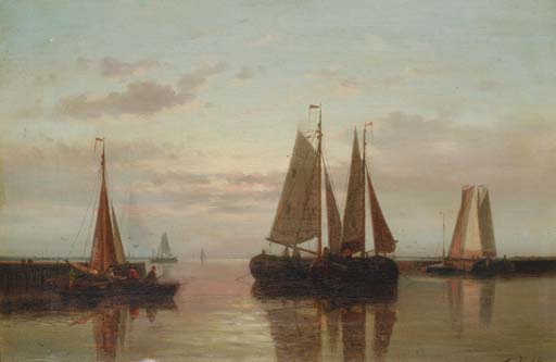 Fishing Boats Drying Their Sails At Dusk — Abraham Hulk Senior