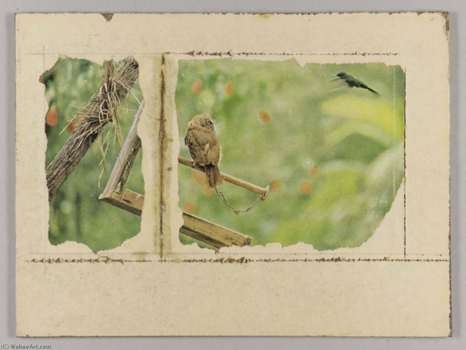 Untitled (owl On Broken Birdfeeder) — Joseph Cornell