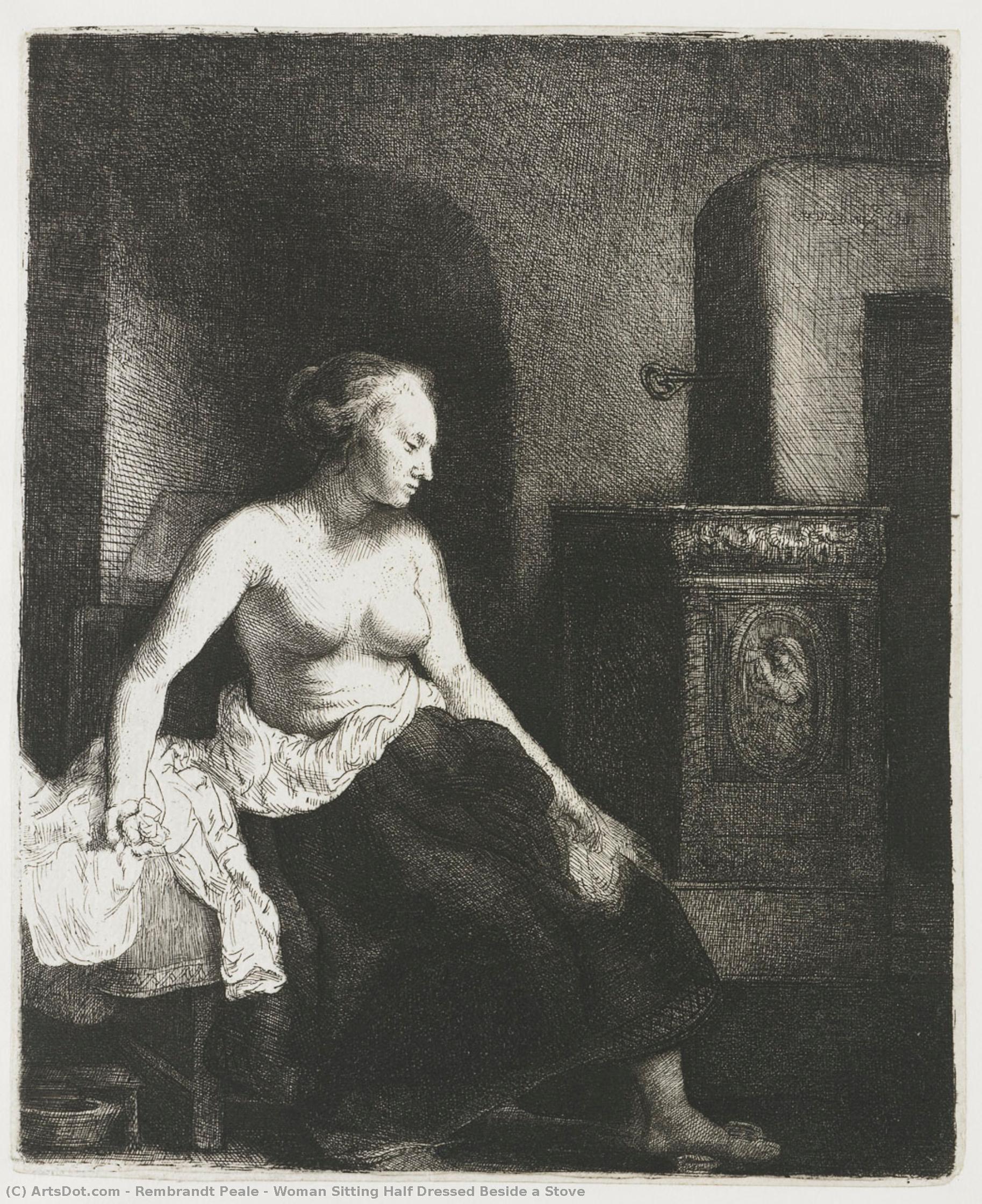 Woman Sitting Half Dressed Beside A Stove — Rembrandt Peale