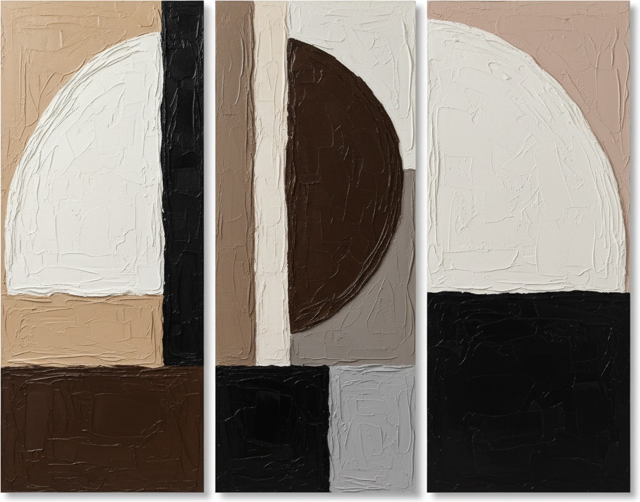 Monolithic Horizon: A Triptych Of Sculptural Shadows And Ethereal White Arcs — Laurent Fabre
