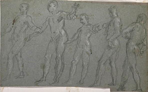 Five Studies Of Naked Men, Turned To The Left — Paolo Veronese