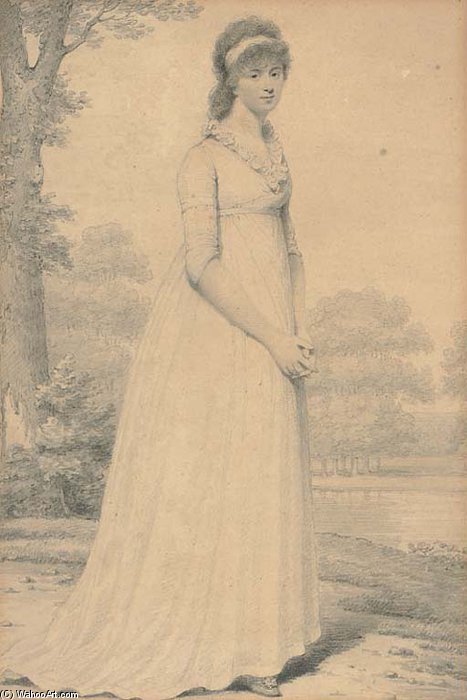 Portrait Of Mary Edmonstone, Full-length, Standing In A Landscape — Henry Edridge