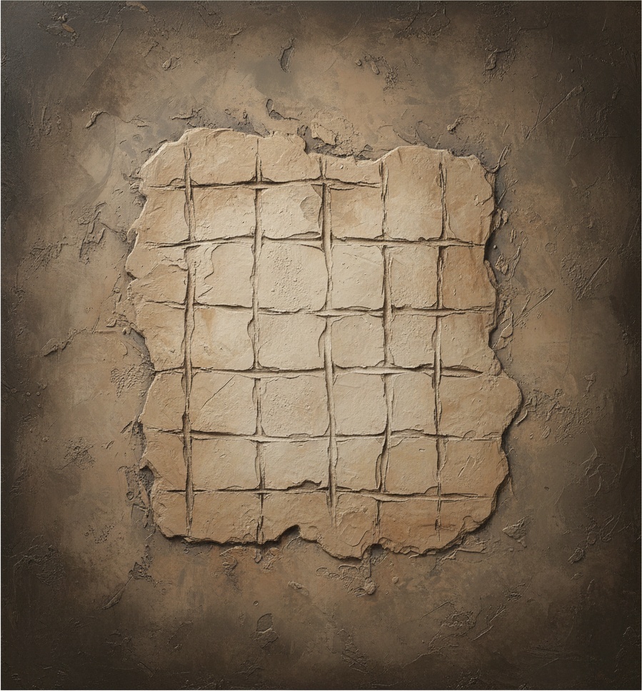 Fragmentierte Echos Der Uralten Erde In Einem Monolithischen Sepia-relief — David Moreau