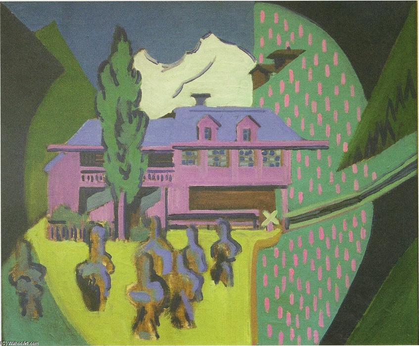 Violett House Infront Of A Snowy Mountain — Ernst Ludwig Kirchner