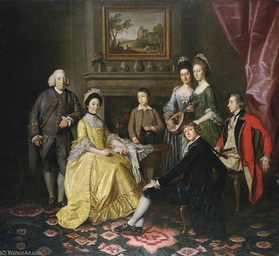 Gathered Around A Table In An Interior — Sir Nathaniel Dance Holland