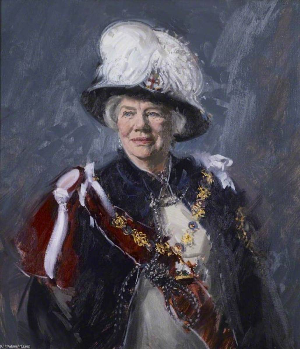 The Honourable Mary Churchill (b.1922), Dame Mary Soames, In Garter Robes — Andrew Festing