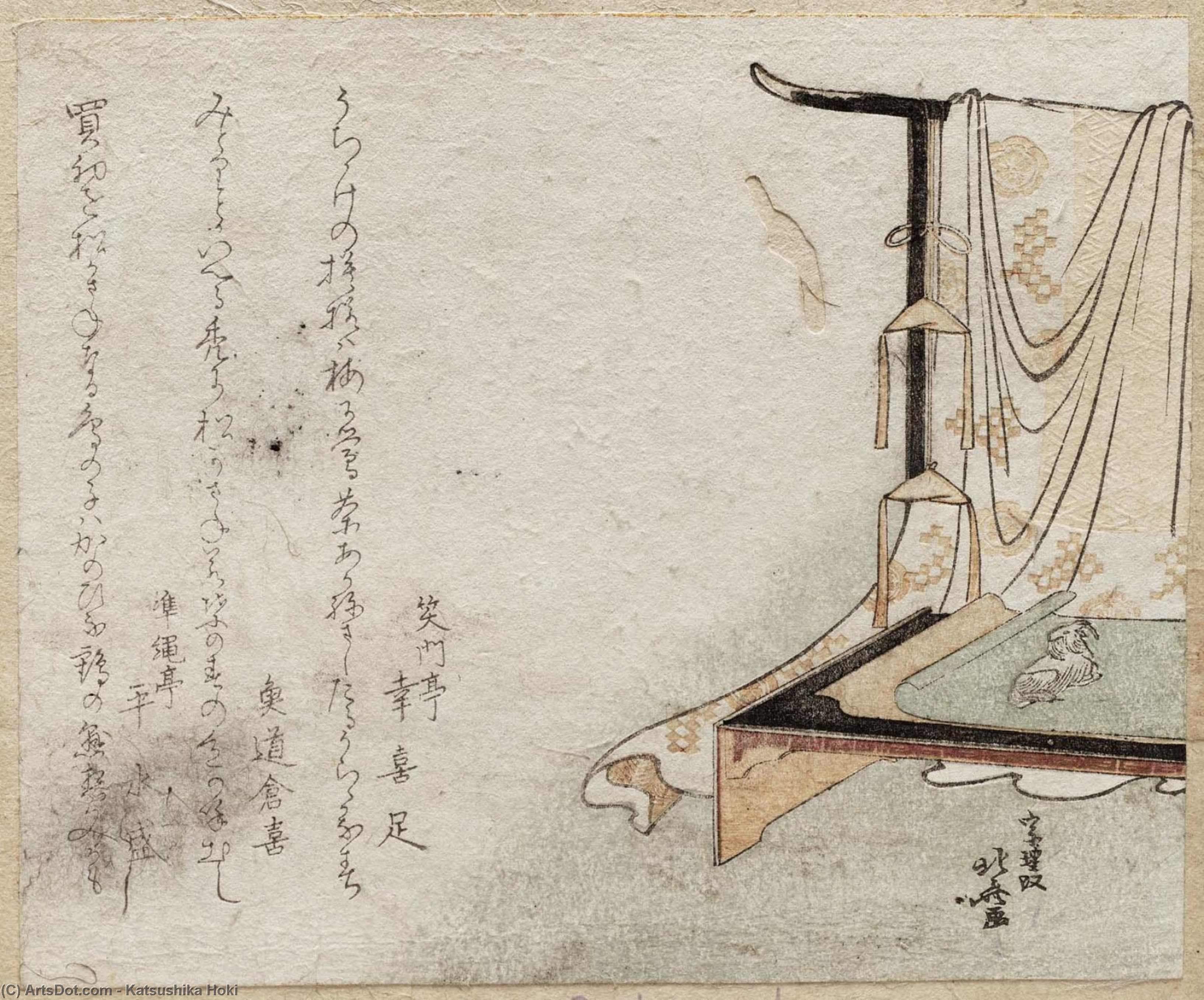 Kimono Rack, Table, And Goat Figurine — Katsushika Hokusai