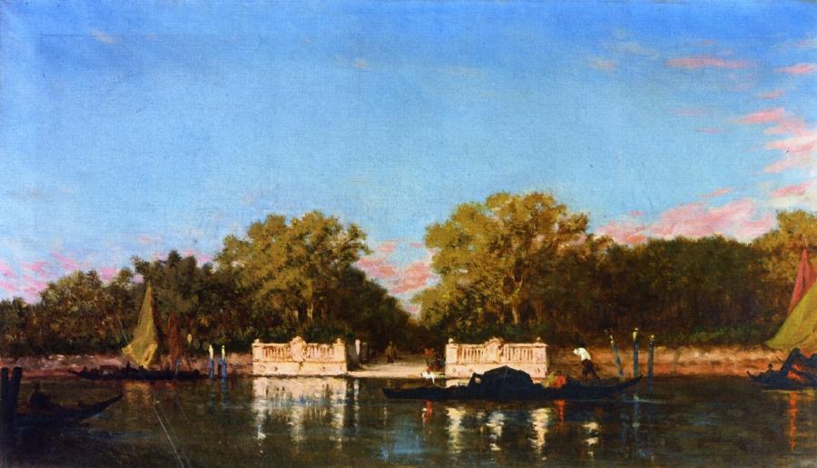 A Gondola At The Jardin Francais, Venice — Félix Ziem