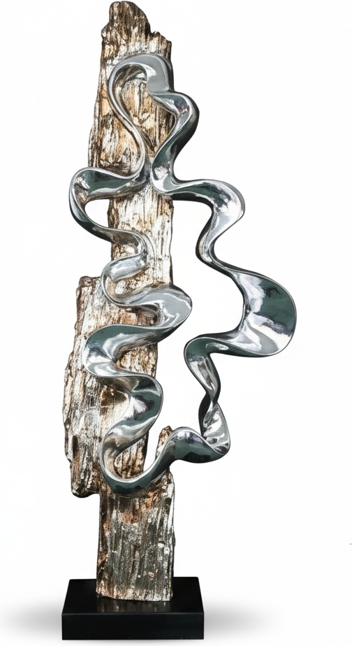 Abstract Silver & Bronze Fiberglass Sculpture