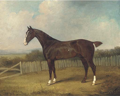 A Dark Brown Horse In A Landscape — Henry Bernard Chalon