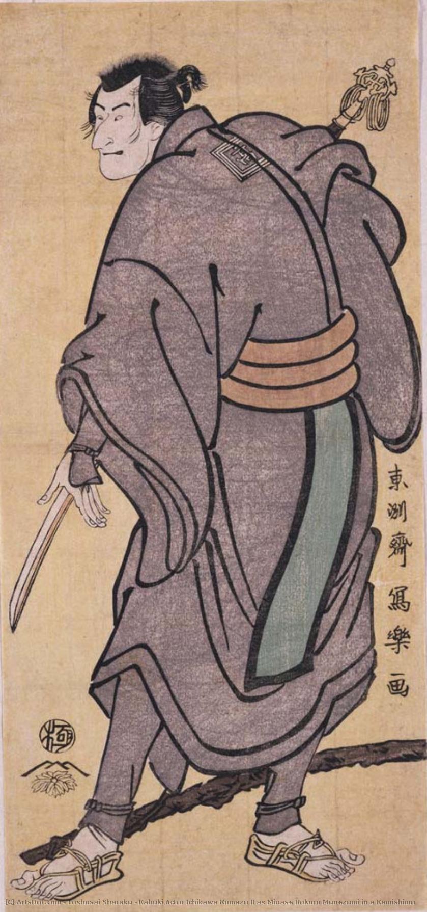 Kabuki Actor Ichikawa Komazō Ii As Minase Rokurō Munezumi In A Kamishimo — Toshusai Sharaku
