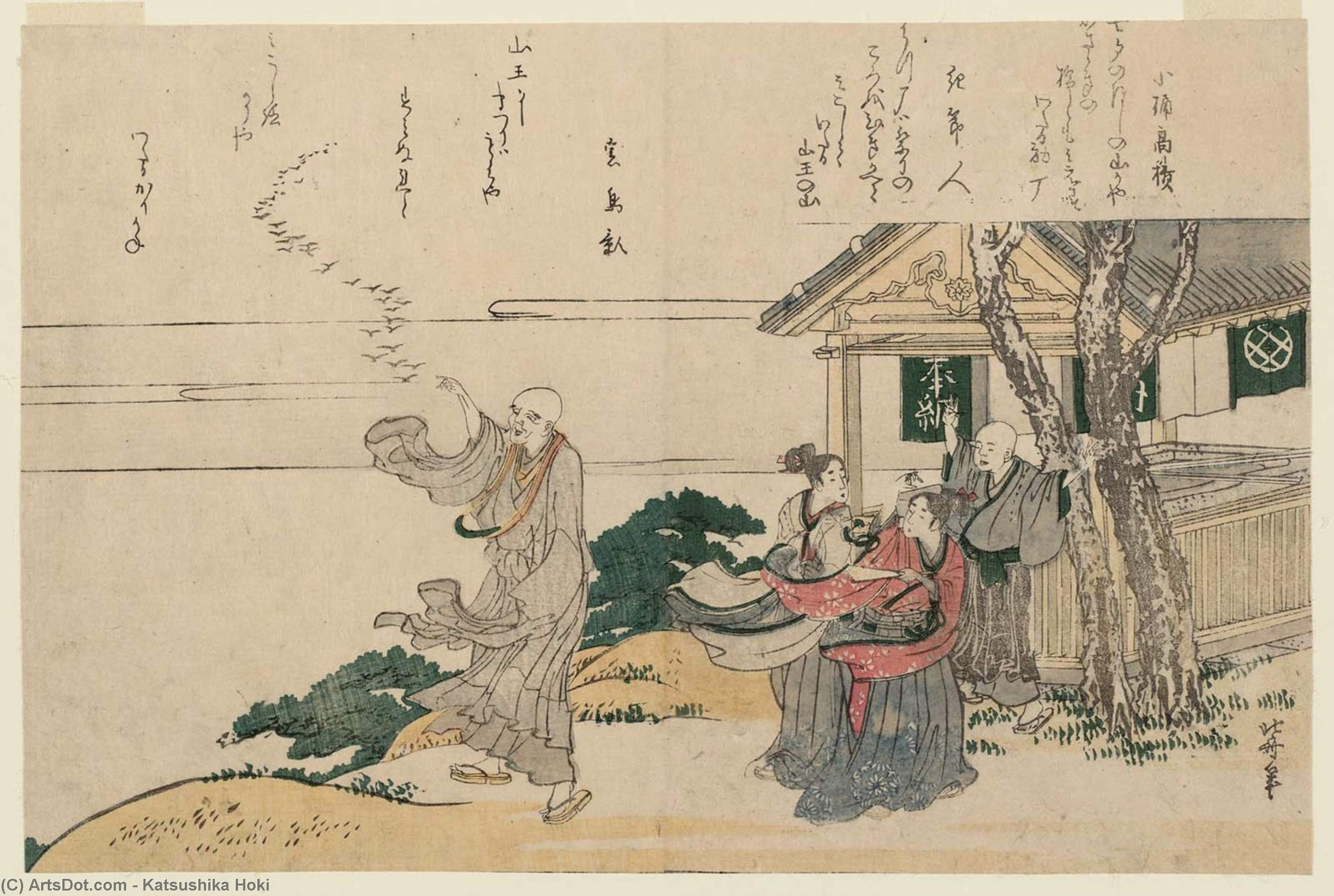 Two Kamuro Visiting The Shinto Shrine On Sanno Hill Near Akasaka — Katsushika Hokusai