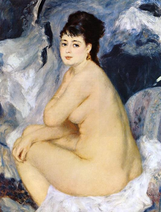Nude Seated On A Sofa — Pierre-auguste Renoir