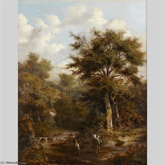 Children Crossing A Stream British — Richard Hilder