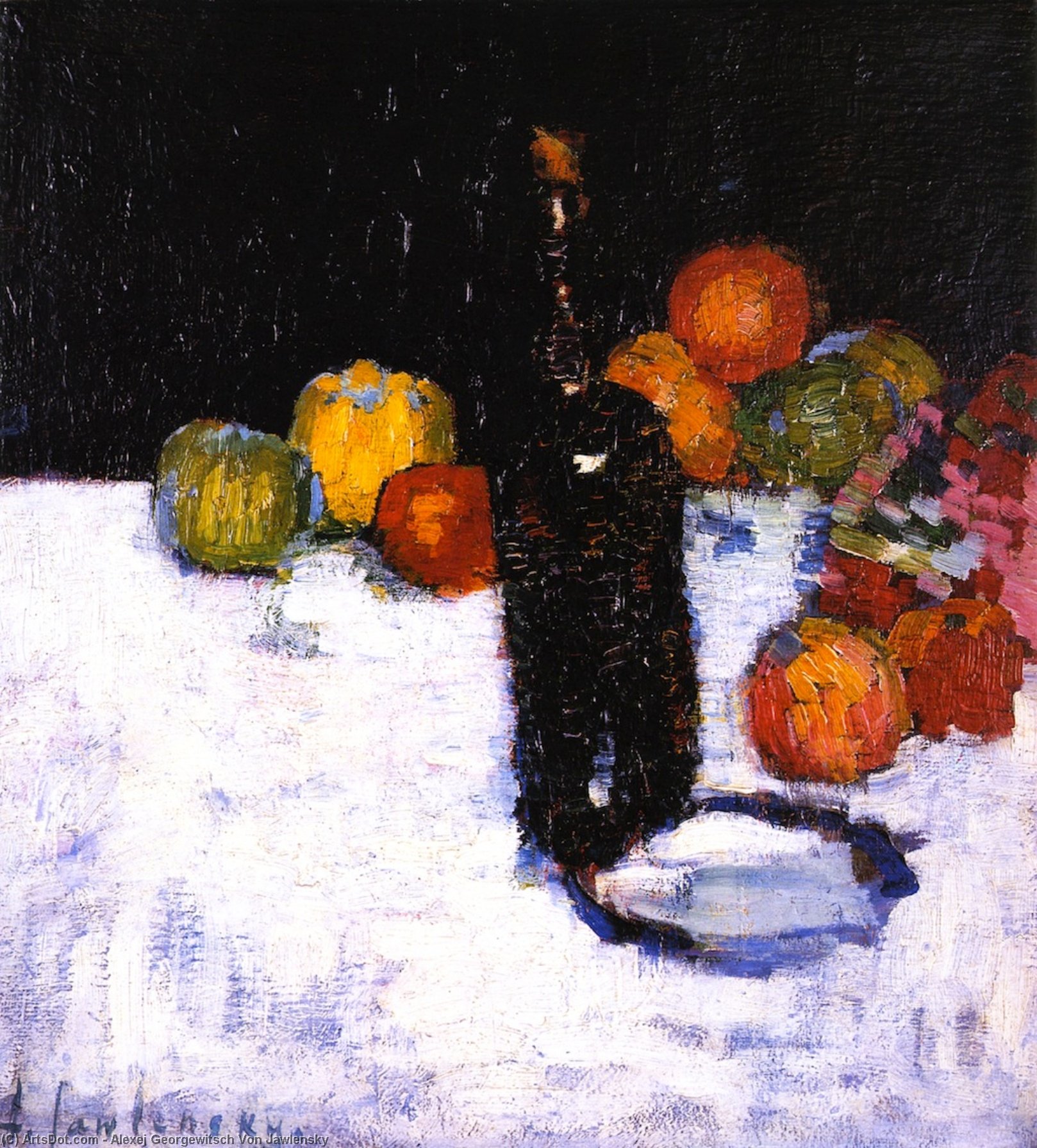 Still Life With Bottle And Apples — Alexej Von Jawlensky