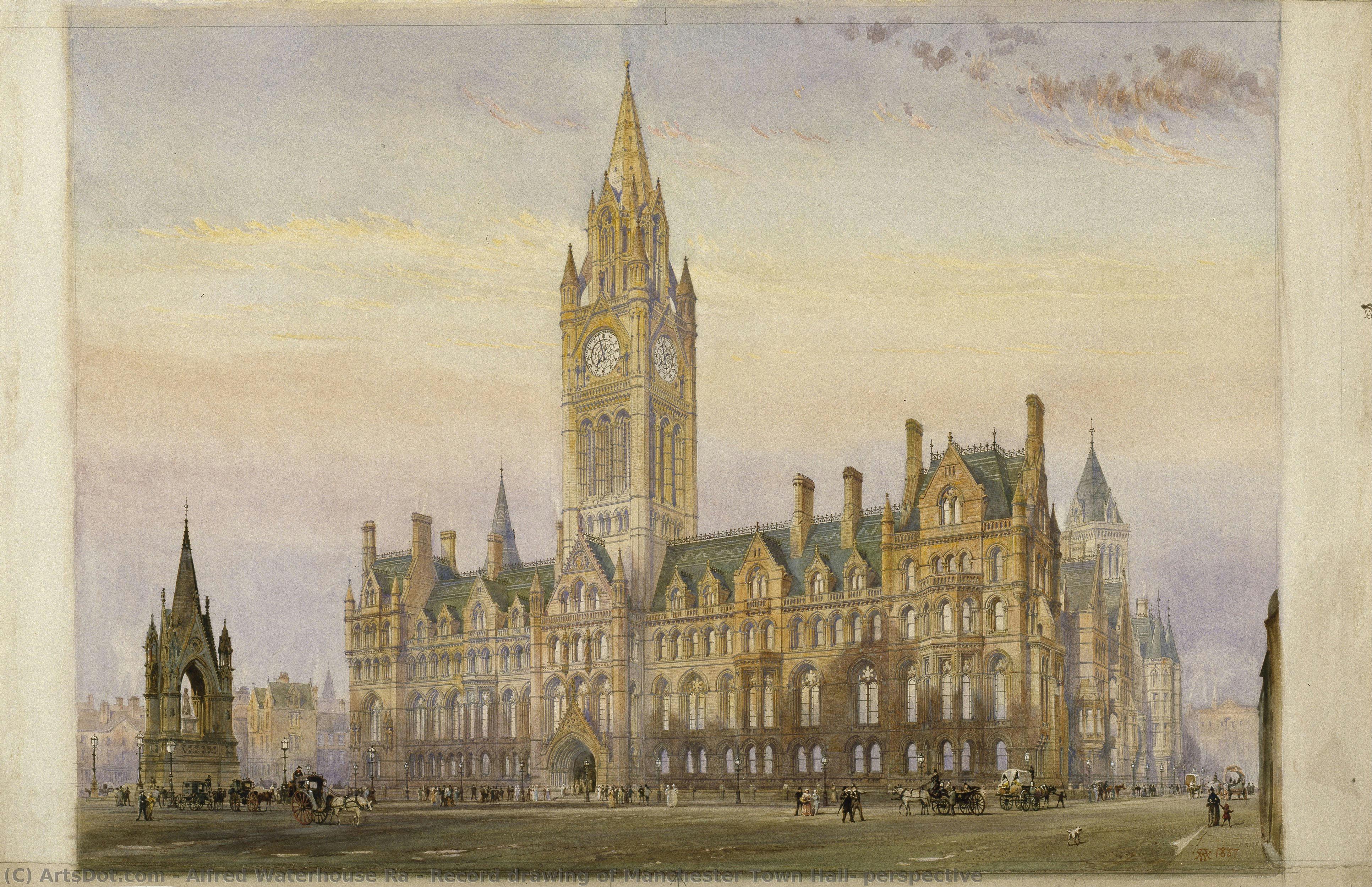 Record Drawing Of Manchester Town Hall: Perspective — Alfred Waterhouse Ra