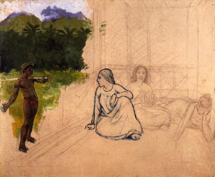 Tahitians At Rest (unfinished) — Eugène Henri Paul Gauguin