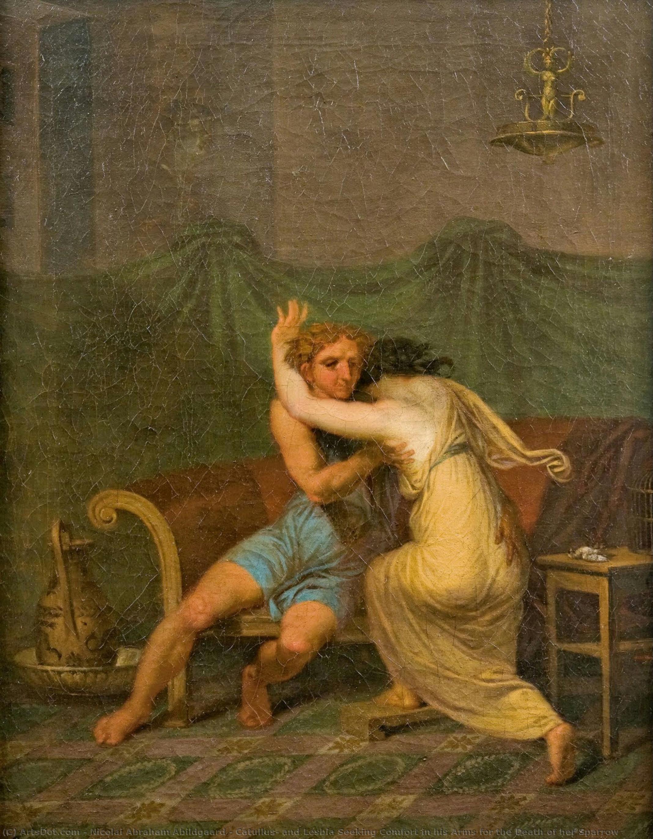 Catullus, And Lesbia Seeking Comfort In His Arms For The Death Of Her Sparrow — Nicolai Abraham Abildgaard